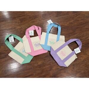 Set of 4 Mini Pastel Trader Joes Totes Bags Canvas NWT